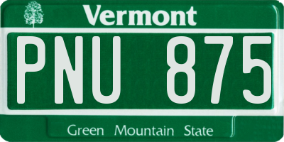 VT license plate PNU875
