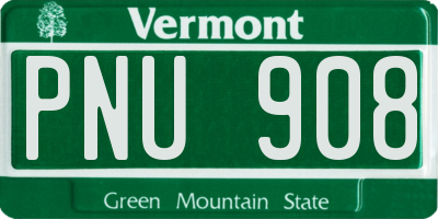 VT license plate PNU908