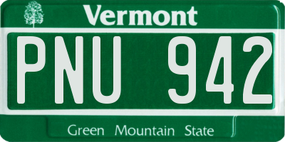 VT license plate PNU942