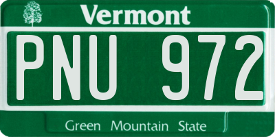 VT license plate PNU972