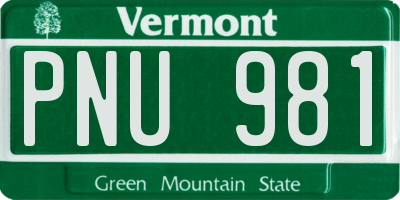 VT license plate PNU981