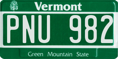 VT license plate PNU982