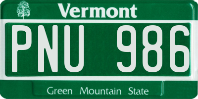 VT license plate PNU986