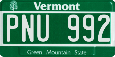 VT license plate PNU992