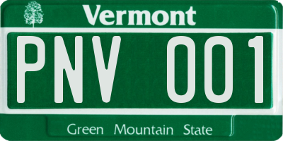 VT license plate PNV001