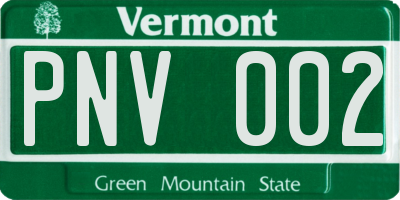VT license plate PNV002