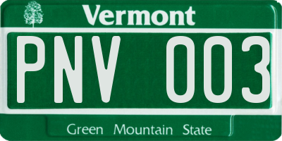 VT license plate PNV003
