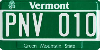 VT license plate PNV010