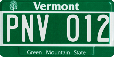 VT license plate PNV012