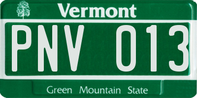 VT license plate PNV013