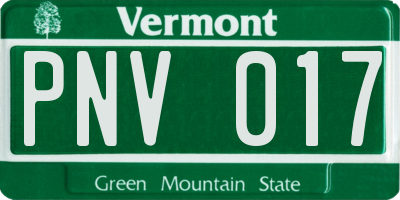 VT license plate PNV017