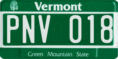 VT license plate PNV018