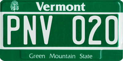 VT license plate PNV020