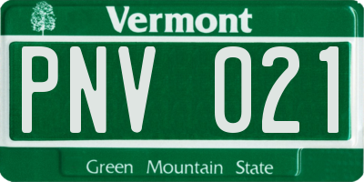VT license plate PNV021