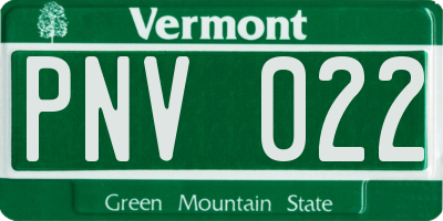 VT license plate PNV022