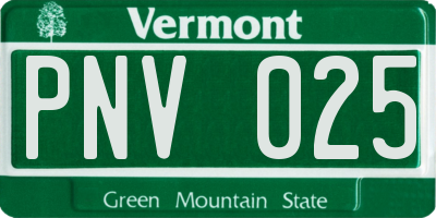VT license plate PNV025