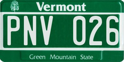 VT license plate PNV026