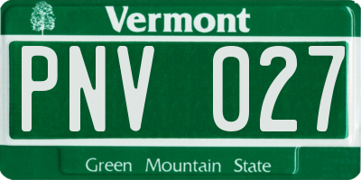 VT license plate PNV027