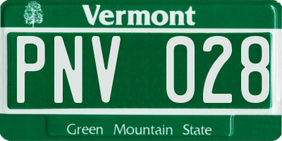 VT license plate PNV028