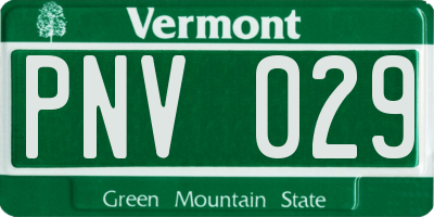 VT license plate PNV029