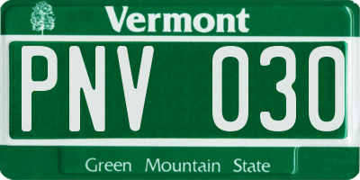 VT license plate PNV030