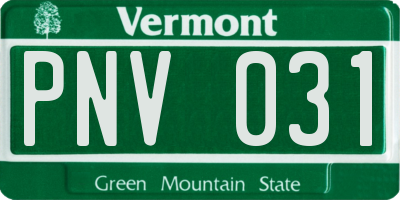 VT license plate PNV031