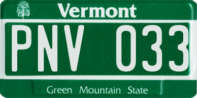 VT license plate PNV033