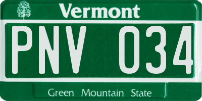 VT license plate PNV034