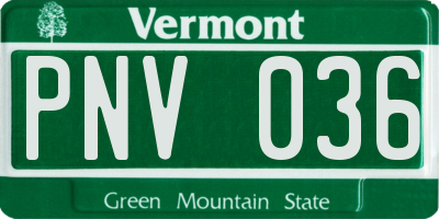 VT license plate PNV036
