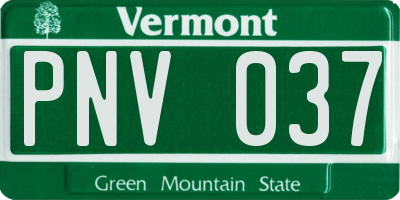 VT license plate PNV037