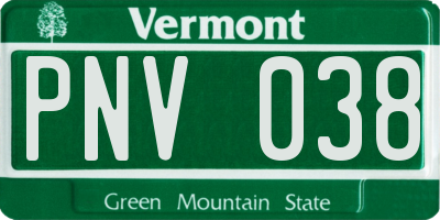 VT license plate PNV038