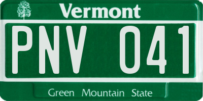 VT license plate PNV041