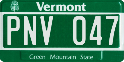 VT license plate PNV047