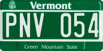 VT license plate PNV054