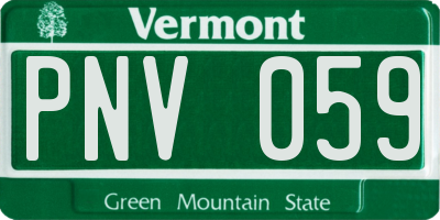 VT license plate PNV059