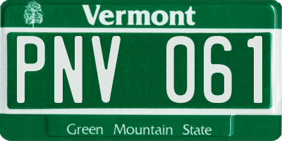 VT license plate PNV061