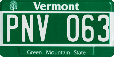 VT license plate PNV063