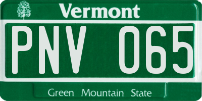 VT license plate PNV065