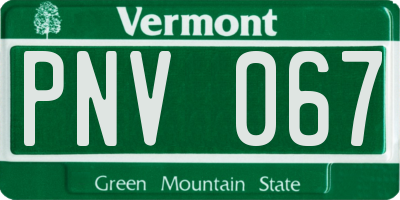 VT license plate PNV067