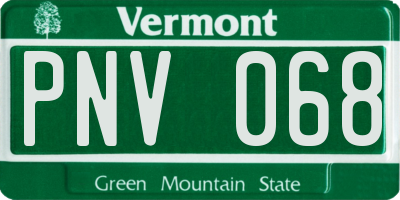 VT license plate PNV068