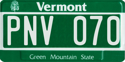 VT license plate PNV070