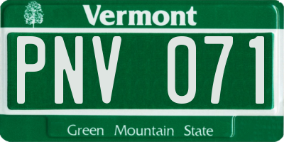 VT license plate PNV071
