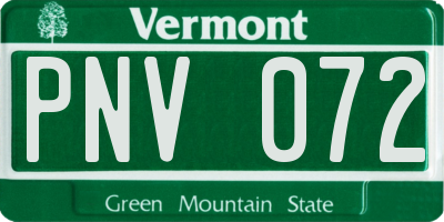 VT license plate PNV072