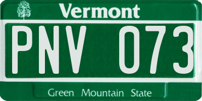 VT license plate PNV073