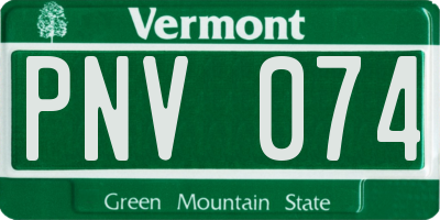 VT license plate PNV074