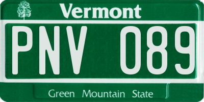 VT license plate PNV089