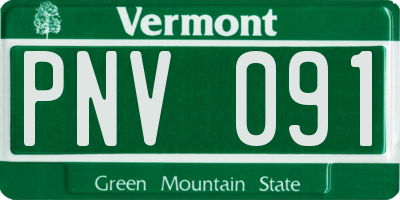 VT license plate PNV091
