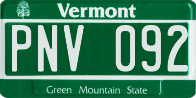 VT license plate PNV092