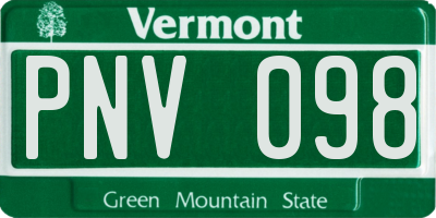 VT license plate PNV098