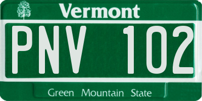 VT license plate PNV102